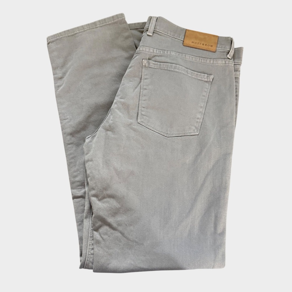 Mott & Bow Slim Mercer Gray Twill Jeans 36x32 Mens Comfort Stretch Pants Casual